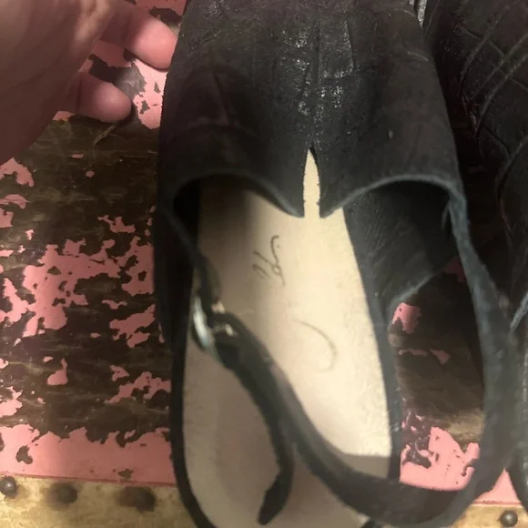 42 GOLD Unique Black heeled mule Women’s Sz 7 - Picture 7 of 9